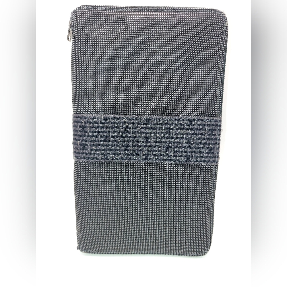 Hermes Fourre Tout PM Zippy Travel Wallet Gray Black Canvas